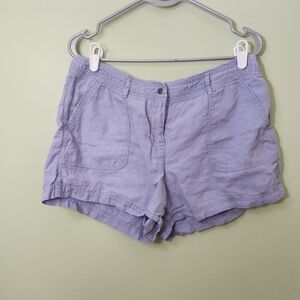 Ann Taylor Loft Women's Size 8 Purple 100% Linen Shorts